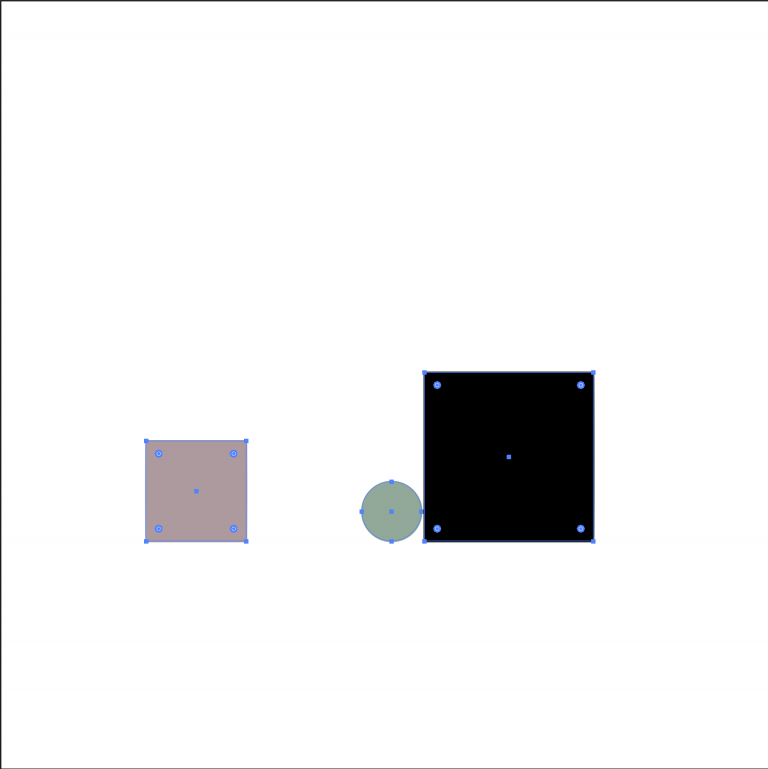 black square (bottom right), green circle (bottom middle), pink square (bottom left)