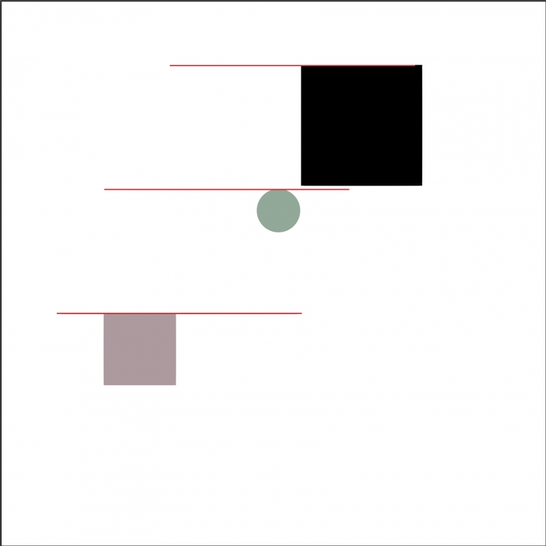 The top of each shape is equidistant from each other (with red lines intersecting the top of each shape).