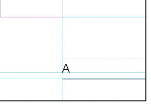 The letter "A" aligned to the left bottom of an InDesign spread.