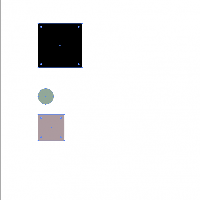 black square (top left), green circle (middle left), pink square (bottom left)