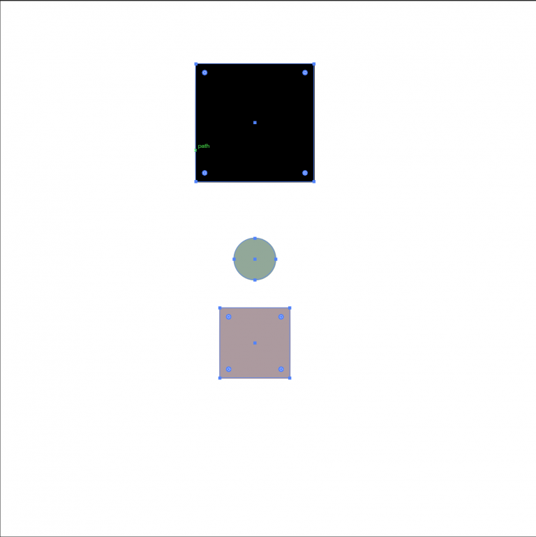 black square (top), green circle (middle), pink square (bottom)